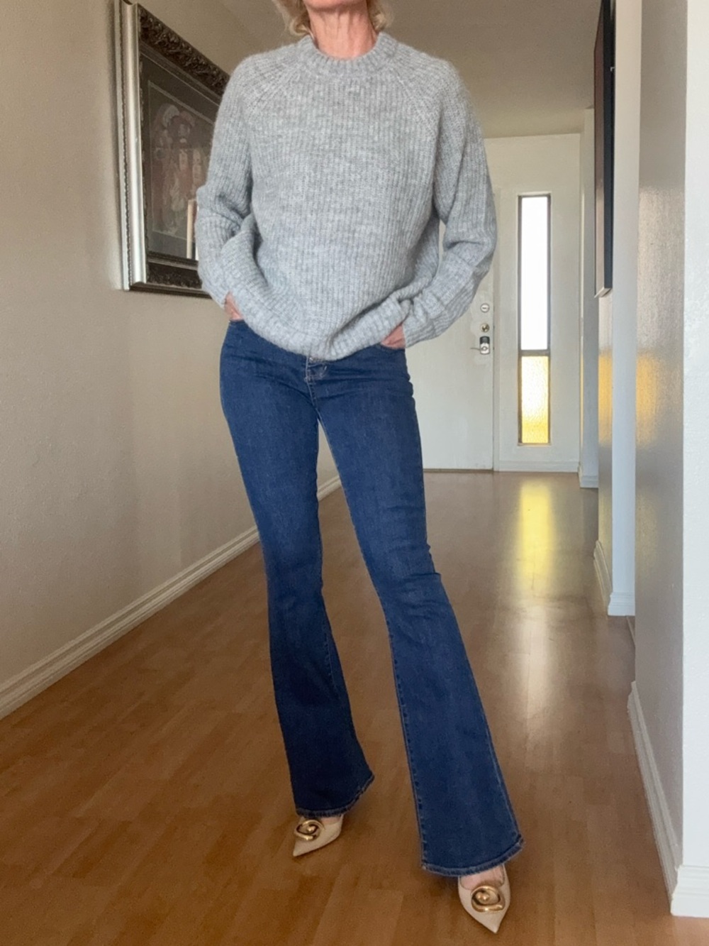 Yellow Label Mohair Knit Crewneck Sweater - Light Gray XS-S NEW $395